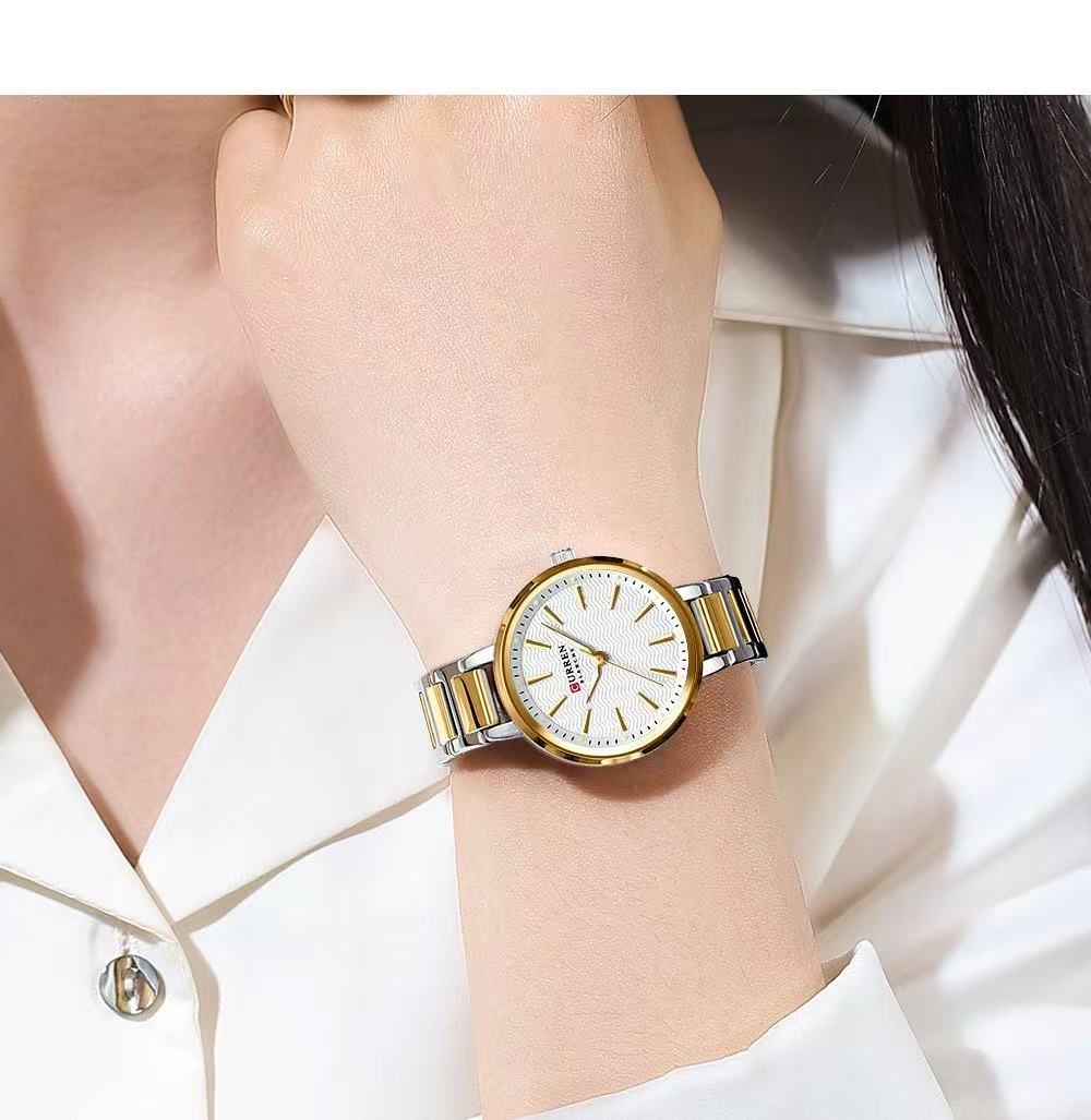 CURREN 9109 Women's Small-Dial Watch, Waterproof, Scratch-Resistant, High-Hardness Glass, Simple Casual Quartz Watch with First-Class Quality and Service.
