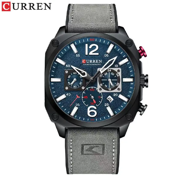CURREN/Karuien 8398 Unisex Waterproof Square Watch, Sporty - Style Calendar Couple Six - Hand Watch with Luminous Hands Function
