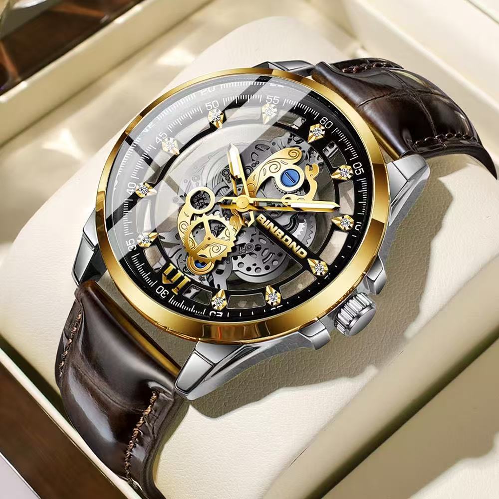 New Binbang Authentic Men's Quartz Watch, Business Luxury Trendy Wristwatch, TikTok Best - Seller, Non - Mechanical Watch with Luminous Function