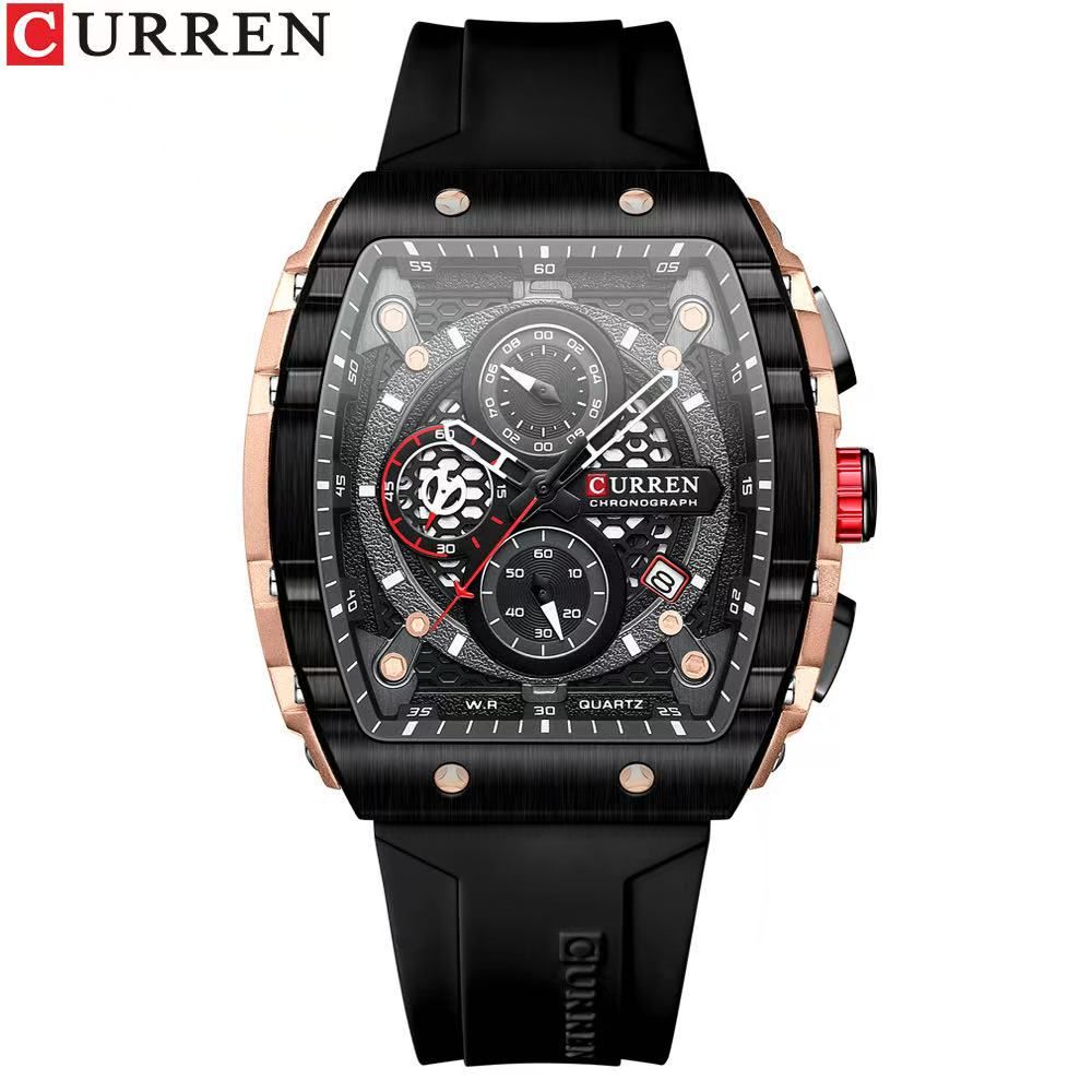 CURREN 8442 Unisex Waterproof Calendar Watch, Men's Multifunctional Six-Hand Quartz Wristwatch