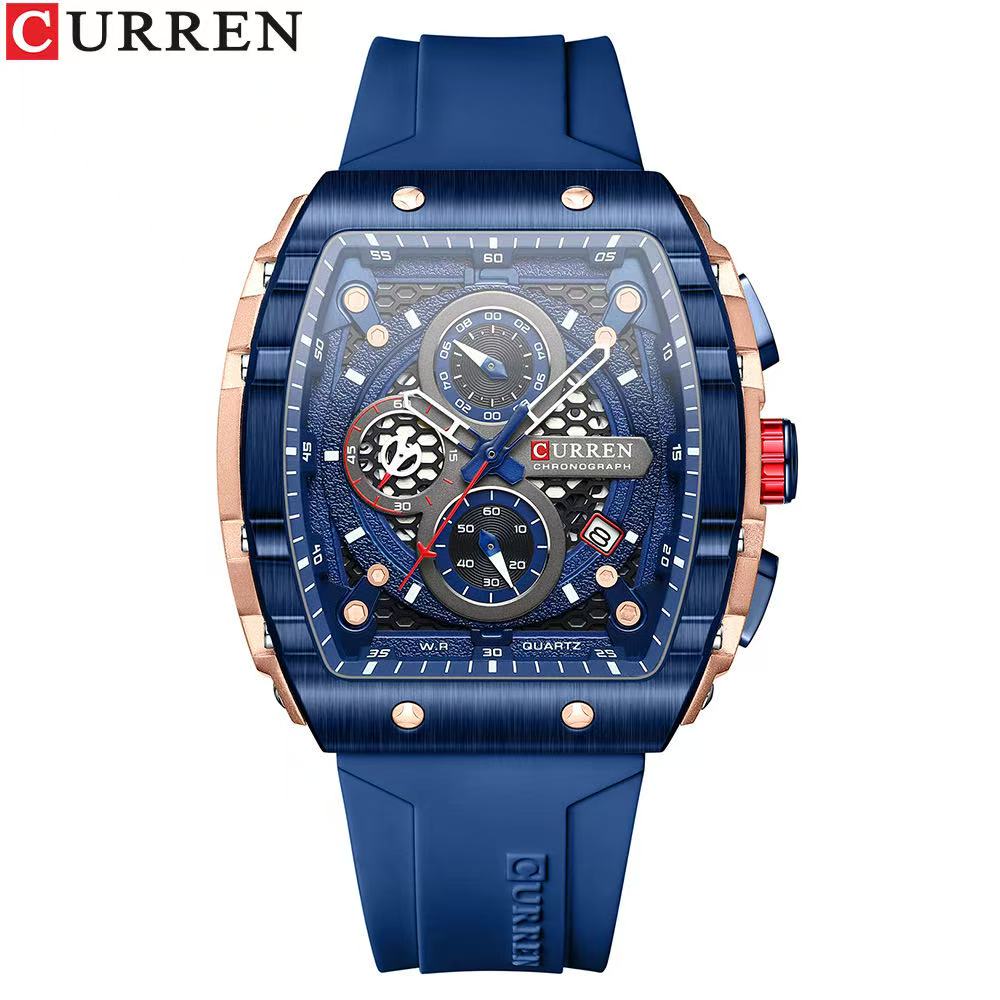CURREN 8442 Unisex Waterproof Calendar Watch, Men's Multifunctional Six-Hand Quartz Wristwatch