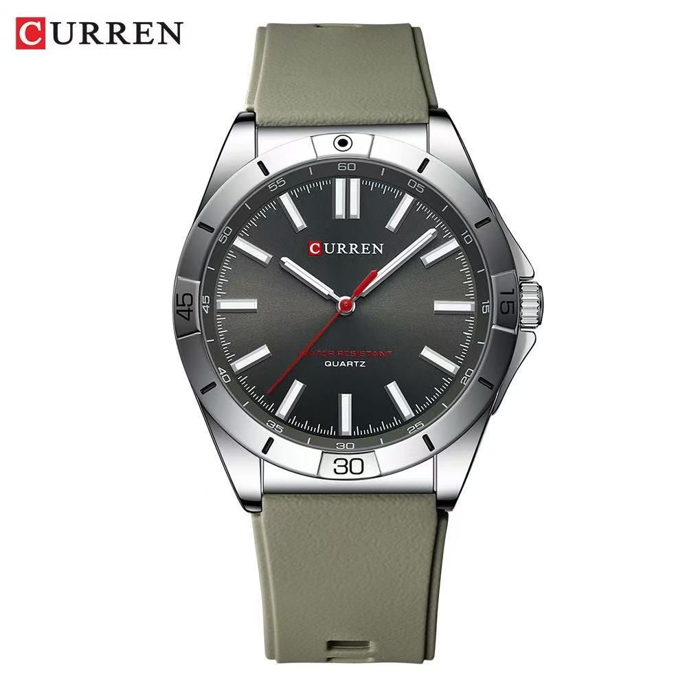 CURREN 8449 Simple Central Leather Strap Watch, Round Scale Couple Watch, Waterproof Wristwatch