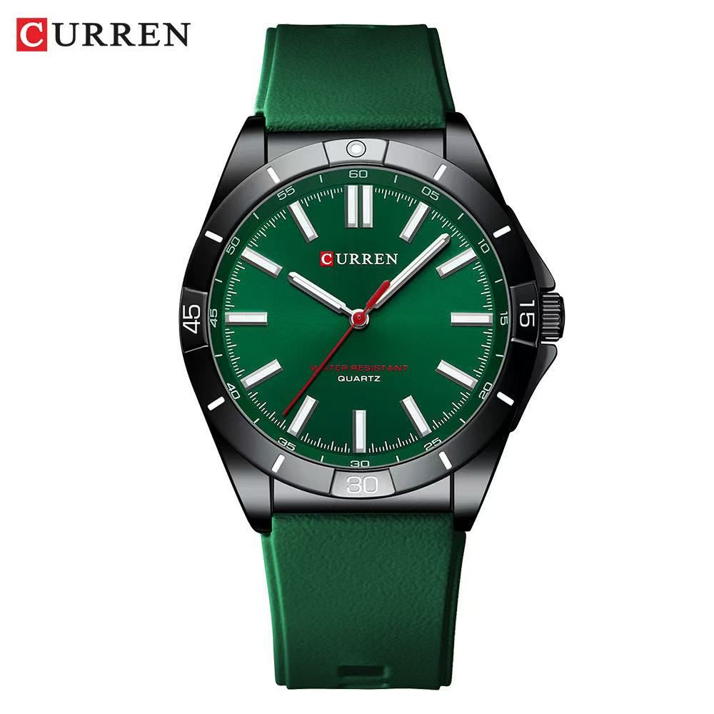 CURREN 8449 Simple Central Leather Strap Watch, Round Scale Couple Watch, Waterproof Wristwatch