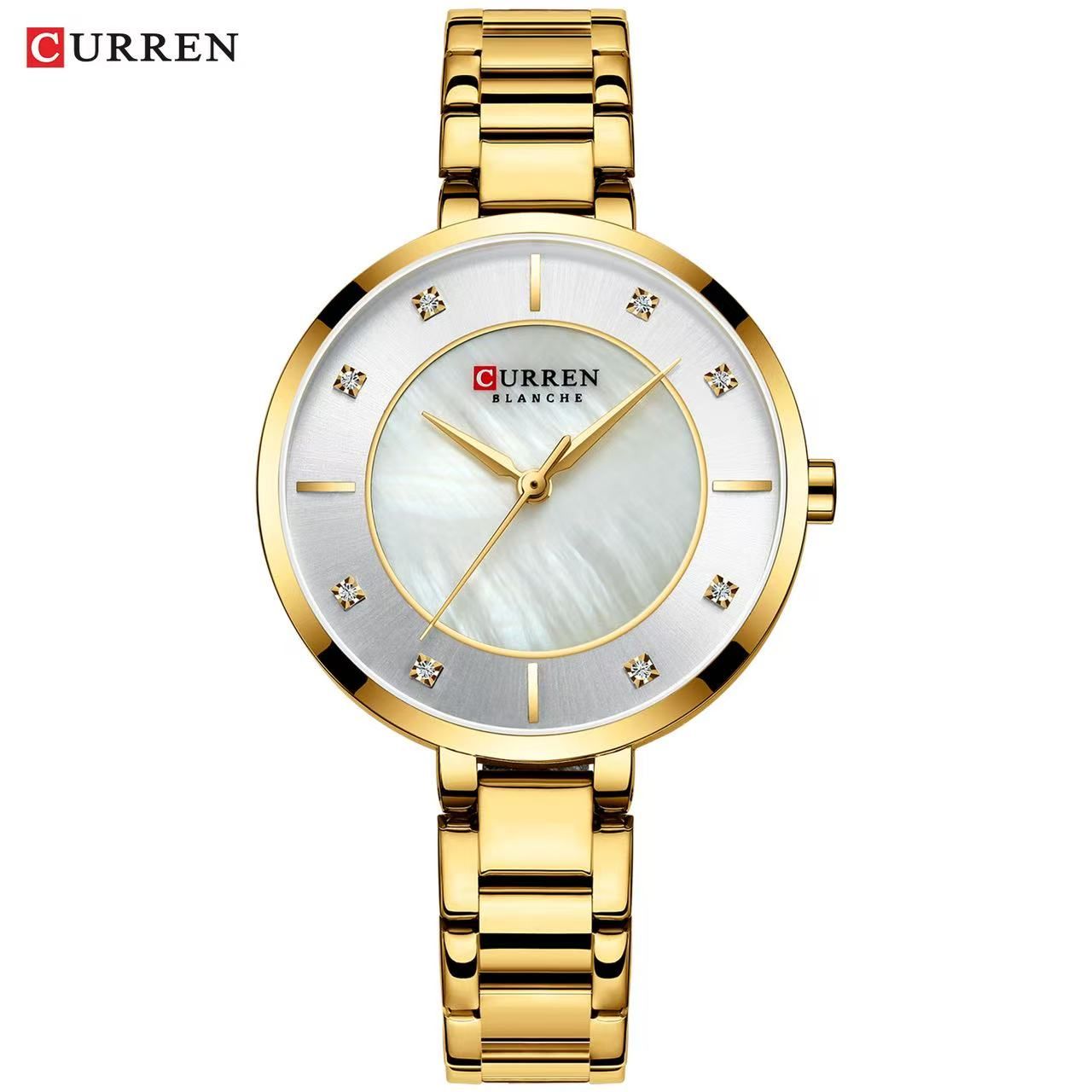 CURREN 9051 Women's Shell Face Waterproof Watch, Simple Small Dial Fashionable Ladies' Watch, Round