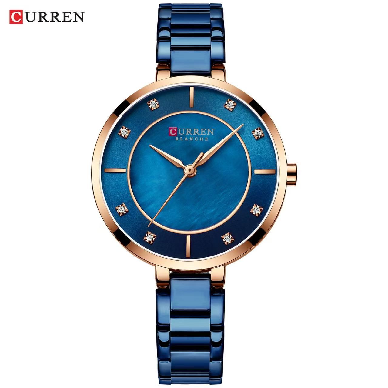 CURREN 9051 Women's Shell Face Waterproof Watch, Simple Small Dial Fashionable Ladies' Watch, Round