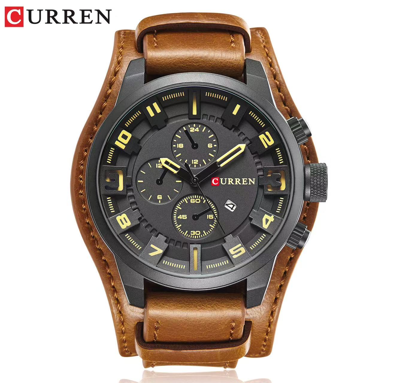 CURREN 8225 Men's Watch, Calendar Watch, Waterproof Quartz Leather Strap Watch, Luminous Function