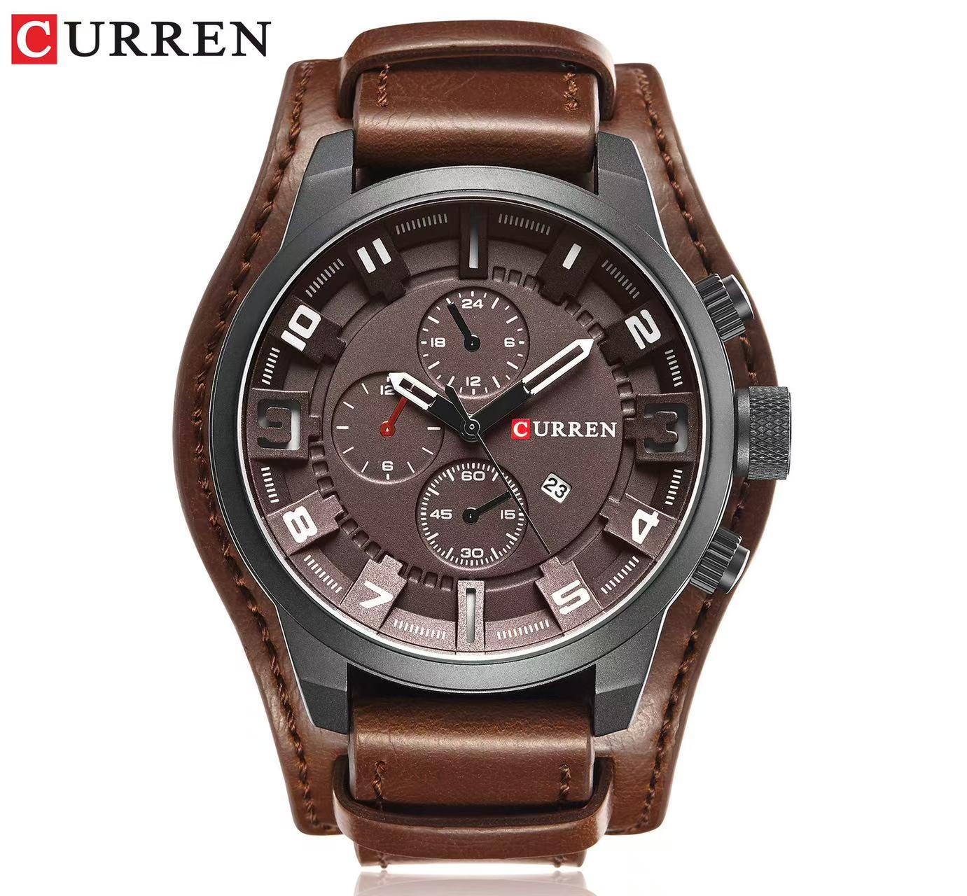 CURREN 8225 Men's Watch, Calendar Watch, Waterproof Quartz Leather Strap Watch, Luminous Function
