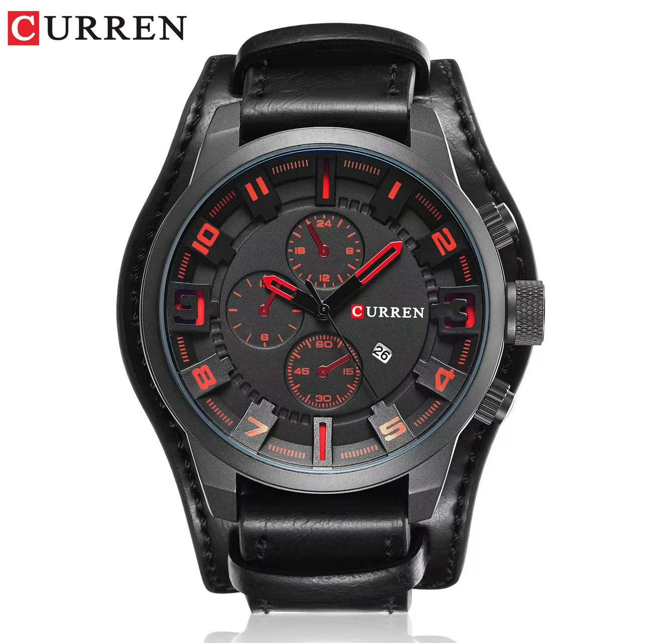 CURREN 8225 Men's Watch, Calendar Watch, Waterproof Quartz Leather Strap Watch, Luminous Function