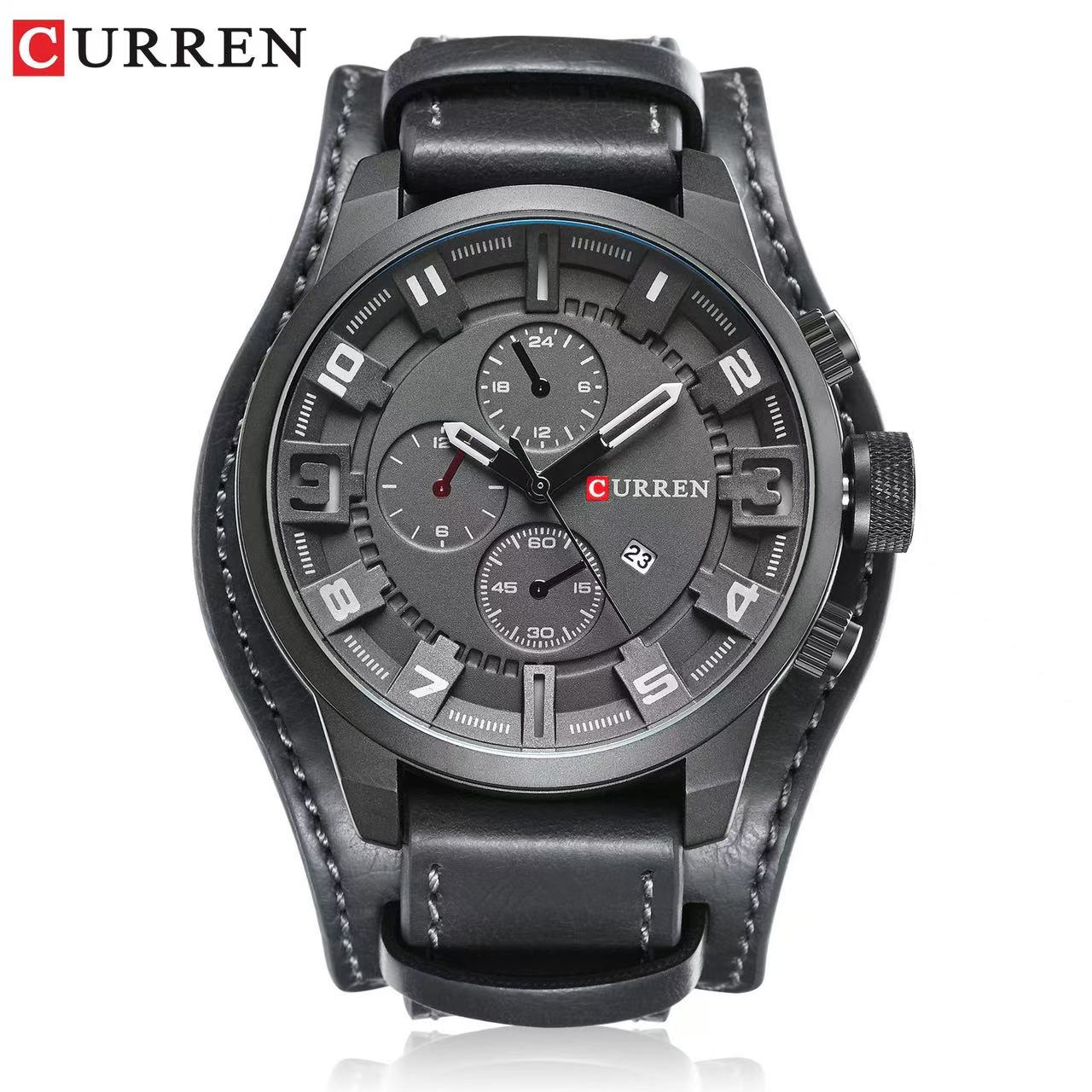 CURREN 8225 Men's Watch, Calendar Watch, Waterproof Quartz Leather Strap Watch, Luminous Function