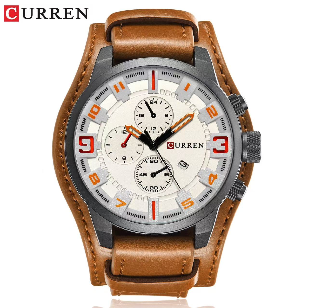CURREN 8225 Men's Watch, Calendar Watch, Waterproof Quartz Leather Strap Watch, Luminous Function