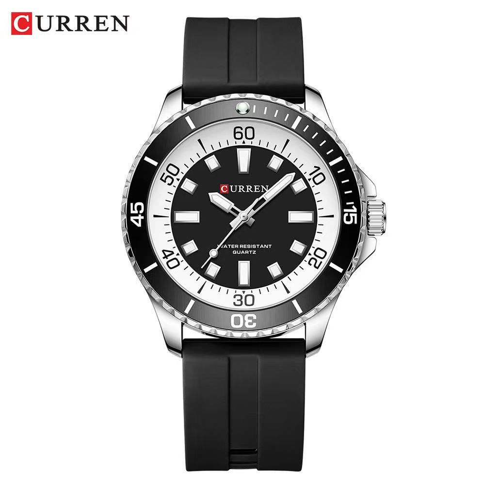 CURREN 8448 Unisex Waterproof Round Watch, Rubber Strap Couple Watch, Men's Watch, Women's Watch