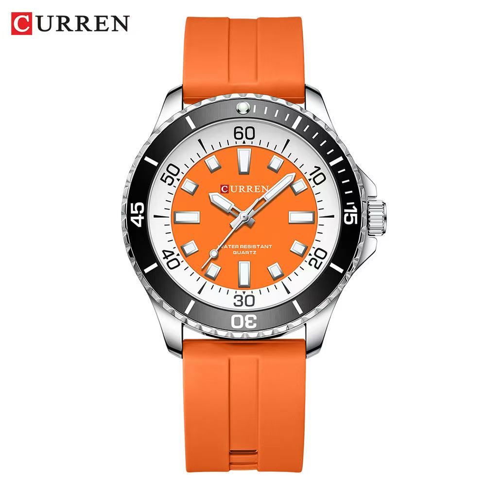 CURREN 8448 Unisex Waterproof Round Watch, Rubber Strap Couple Watch, Men's Watch, Women's Watch