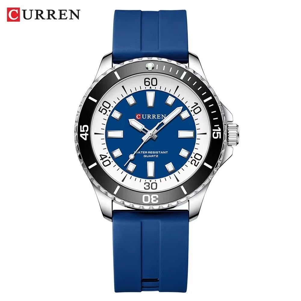 CURREN 8448 Unisex Waterproof Round Watch, Rubber Strap Couple Watch, Men's Watch, Women's Watch
