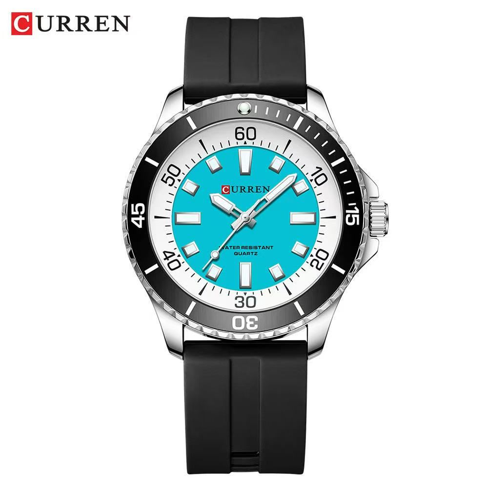 CURREN 8448 Unisex Waterproof Round Watch, Rubber Strap Couple Watch, Men's Watch, Women's Watch