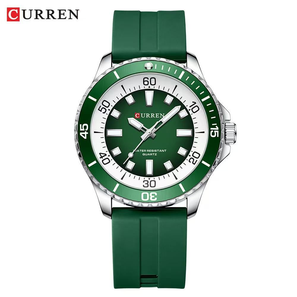 CURREN 8448 Unisex Waterproof Round Watch, Rubber Strap Couple Watch, Men's Watch, Women's Watch