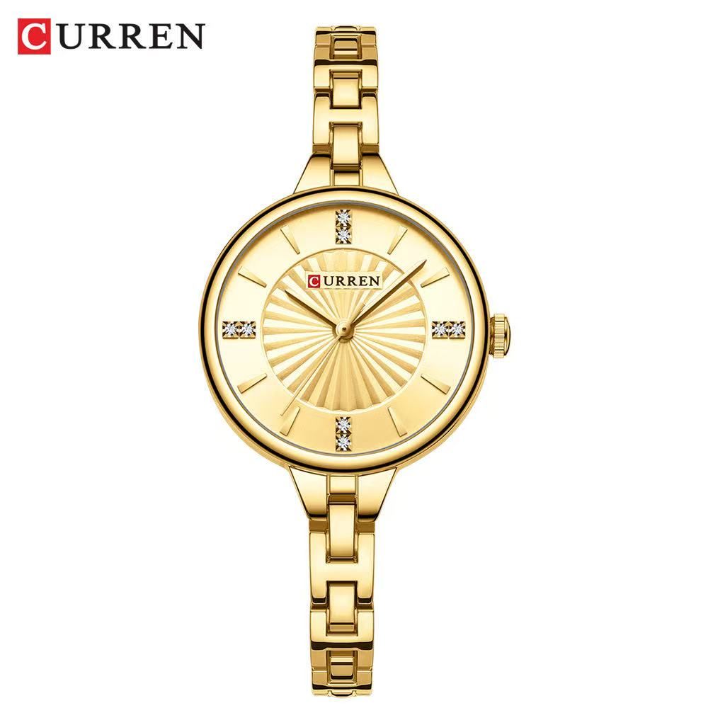 CURREN 9097 Women's Small Dial Chain Watch, Waterproof Round Ladies' Watch, Minimalist Watch