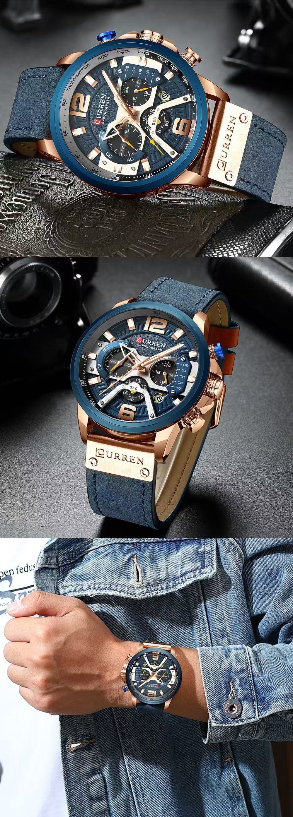 CURREN/Karin 8329 Trendy Men's Waterproof Watch, Six-Hand Multifunctional, Stylish Large Dial Wristwatch