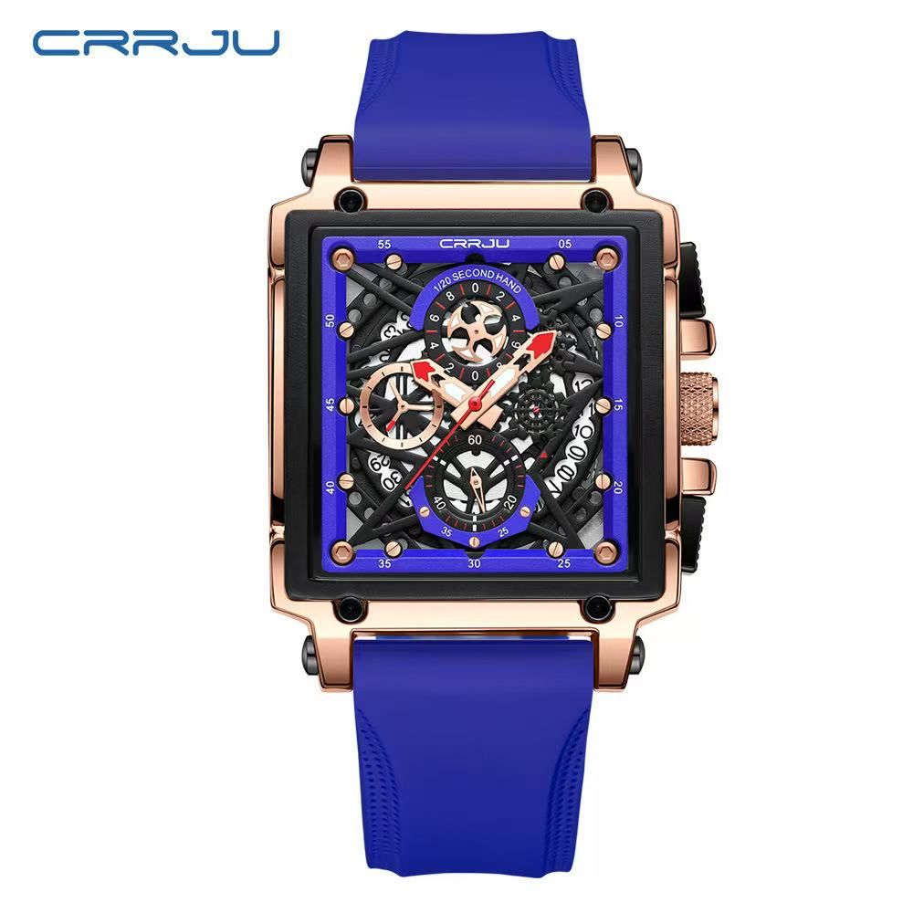 CRRJU / Ka Jun 2312 Type Neutral Waterproof Calendar Strap Watch, Hollow Engraved Design Couple's Multi-functional Watch