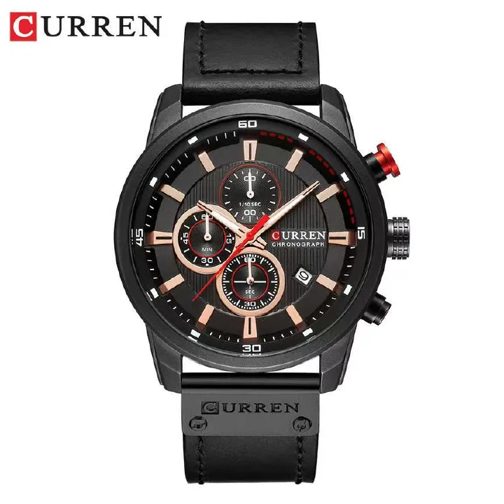 CURREN8291 Model Men's Leather Strap Wristwatch, New Style, Six - Hand Calendar Display Wristwatch, Waterproof, Creative and Fashionable Wristwatch