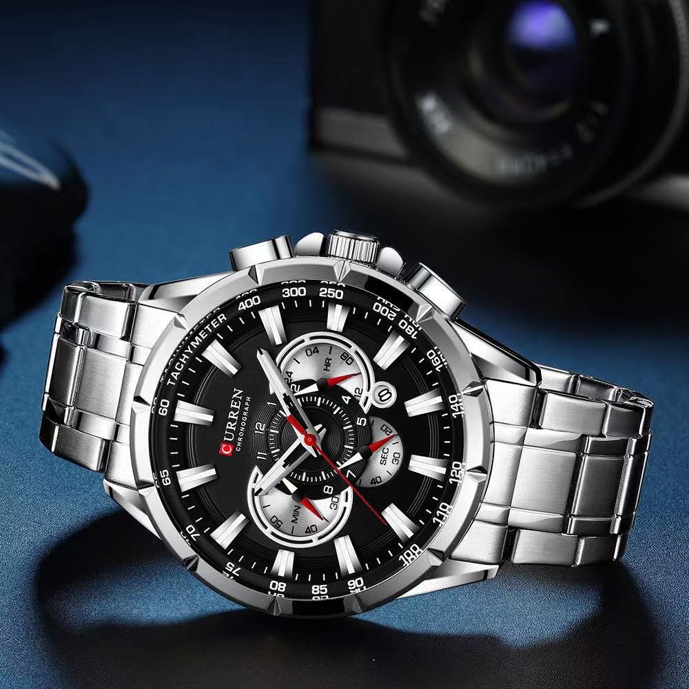 CURREN8363 Men's Business Six-Hand Quartz Watch, A Multi-Functional Calendar Male Wristwatch