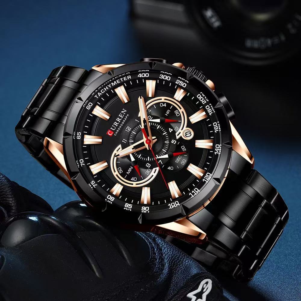 CURREN8363 Men's Business Six-Hand Quartz Watch, A Multi-Functional Calendar Male Wristwatch