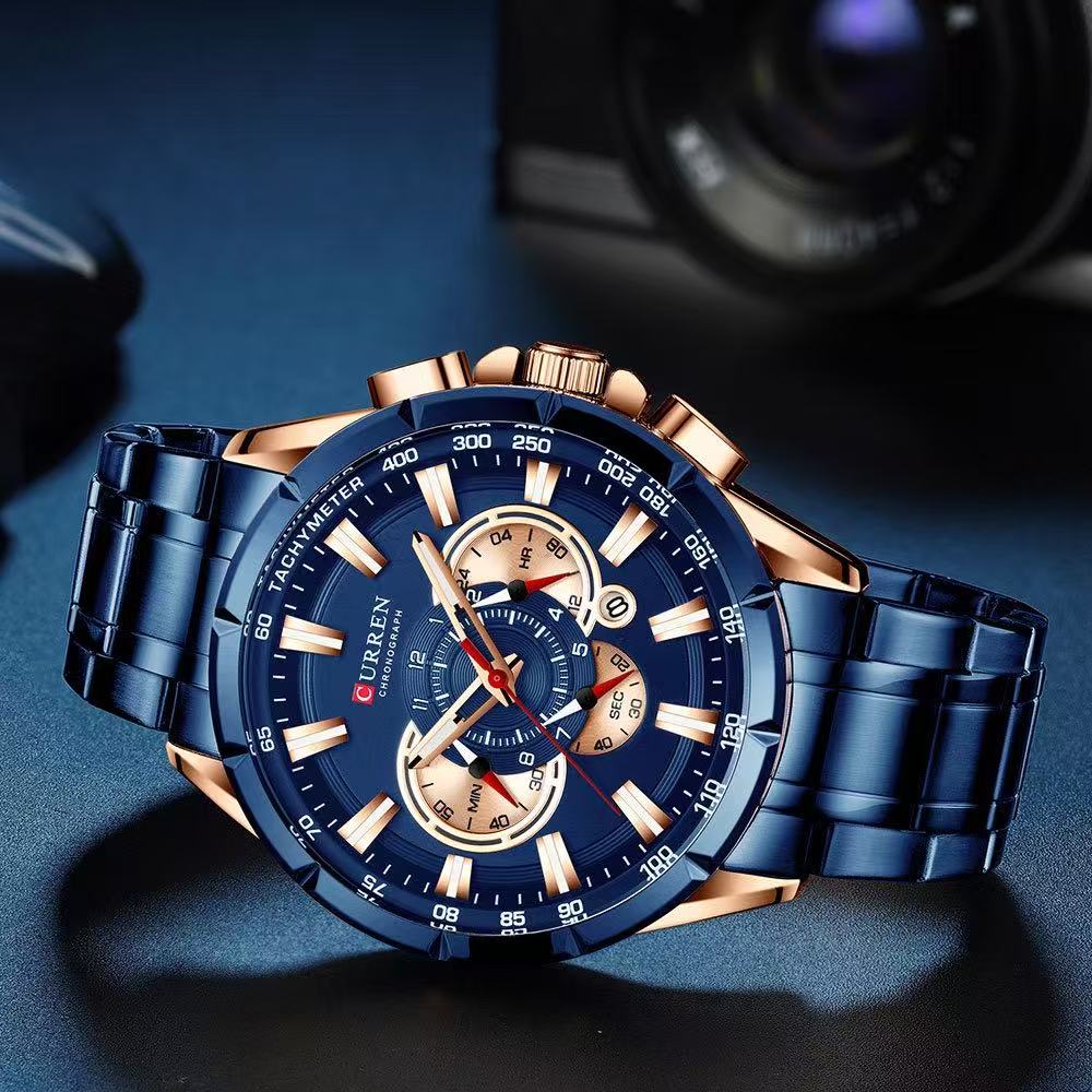 CURREN8363 Men's Business Six-Hand Quartz Watch, A Multi-Functional Calendar Male Wristwatch
