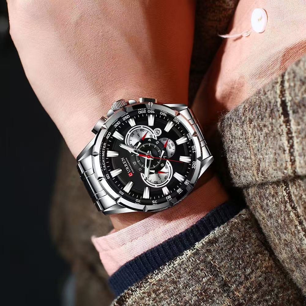 CURREN8363 Men's Business Six-Hand Quartz Watch, A Multi-Functional Calendar Male Wristwatch