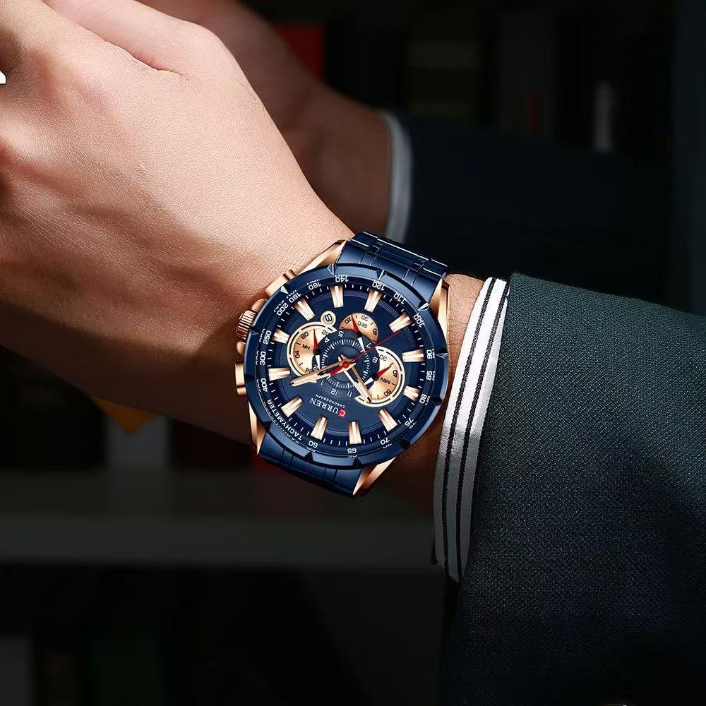 CURREN8363 Men's Business Six-Hand Quartz Watch, A Multi-Functional Calendar Male Wristwatch