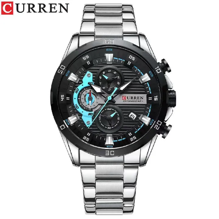 CURREN8402 Men's Business Quartz Watch, A Calendar Six-Hand Round Steel Strap Authentic Watch