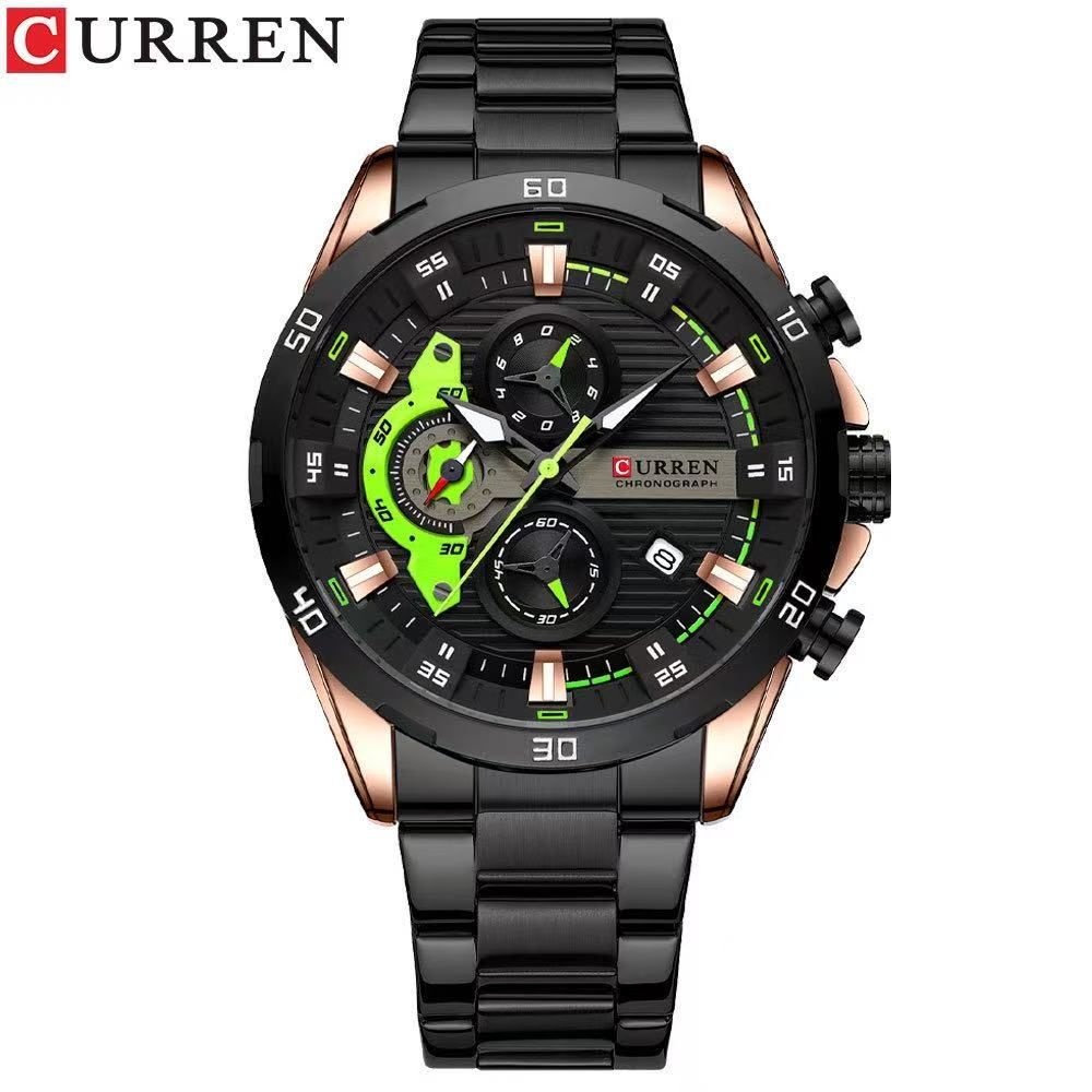 CURREN8402 Men's Business Quartz Watch, A Calendar Six-Hand Round Steel Strap Authentic Watch