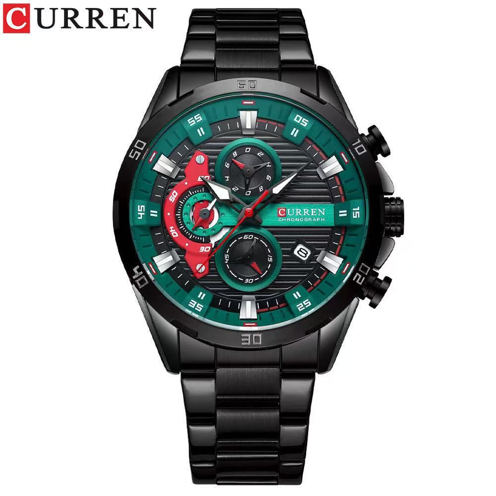 CURREN8402 Men's Business Quartz Watch, A Calendar Six-Hand Round Steel Strap Authentic Watch