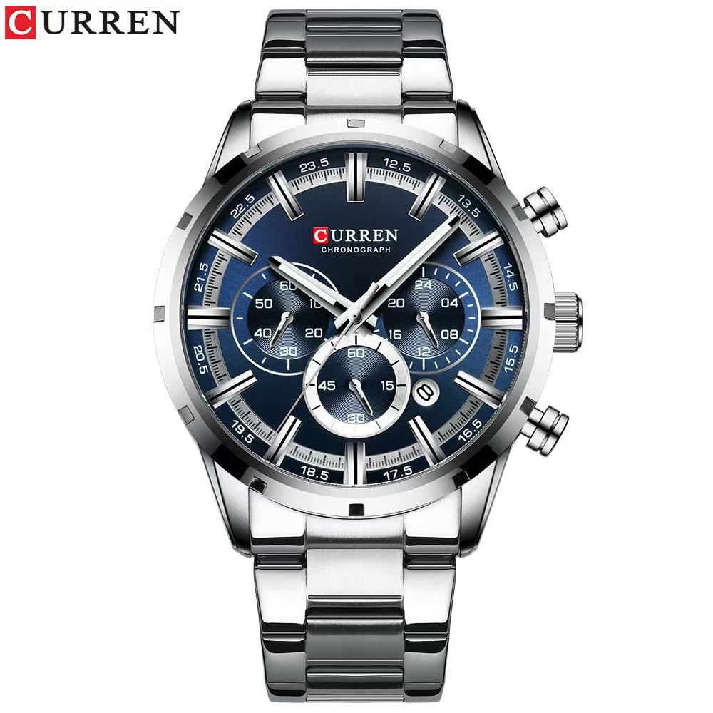 CURREN8355 Men's Six-Hand Multi-Functional Watch, Waterproof, Calendar, Round Wristwatch, Best-Selling Model