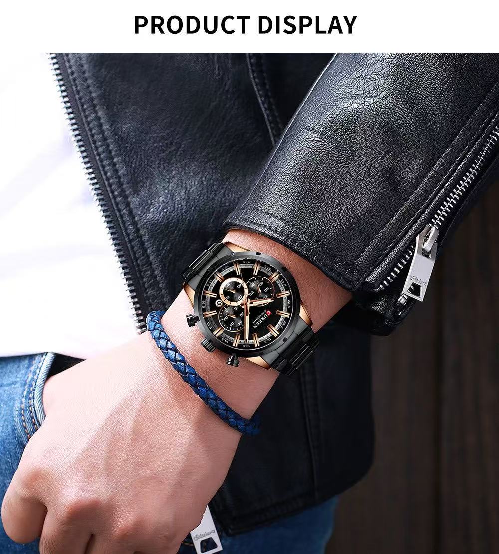 CURREN8355 Men's Six-Hand Multi-Functional Watch, Waterproof, Calendar, Round Wristwatch, Best-Selling Model