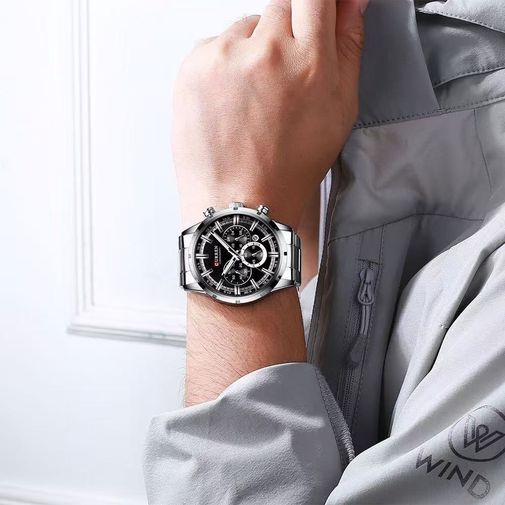 CURREN8355 Men's Six-Hand Multi-Functional Watch, Waterproof, Calendar, Round Wristwatch, Best-Selling Model