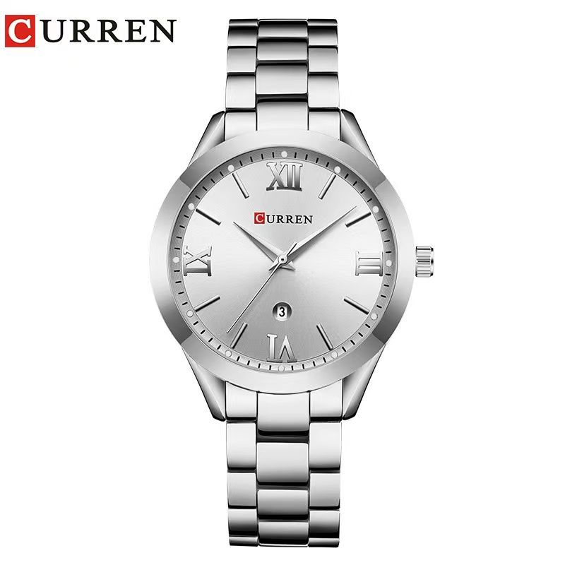 CURREN 9007 Women's Waterproof Quartz Watch Roman Numerals Simple Calendar Wristwatch Lad