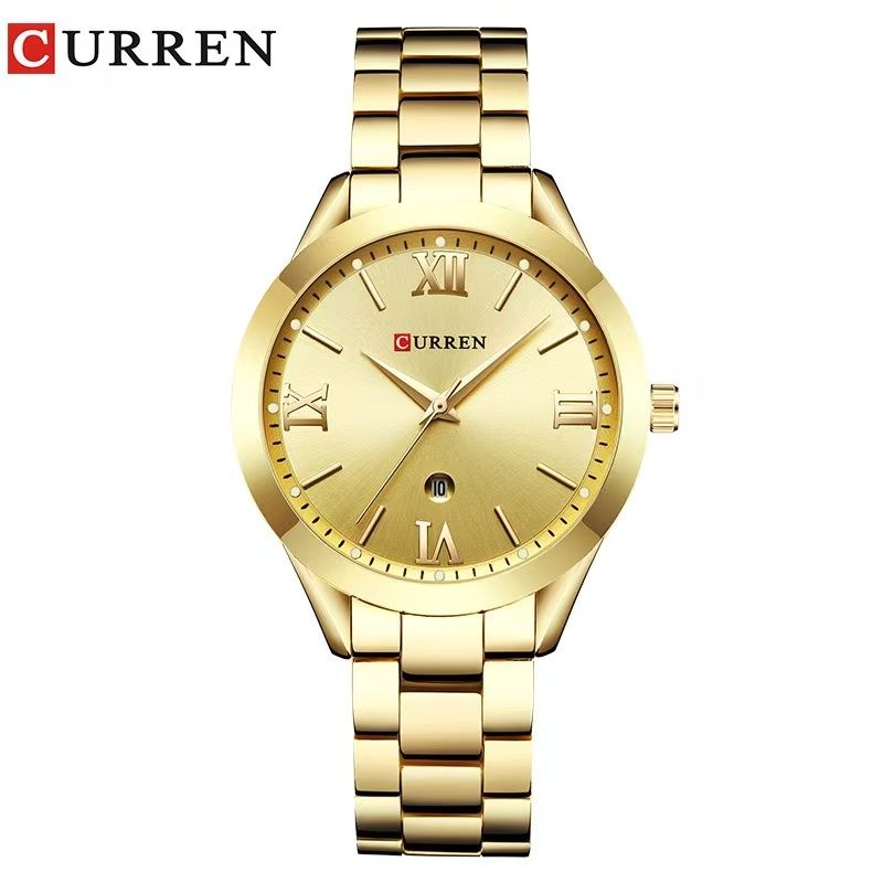 CURREN 9007 Women's Waterproof Quartz Watch Roman Numerals Simple Calendar Wristwatch Lad