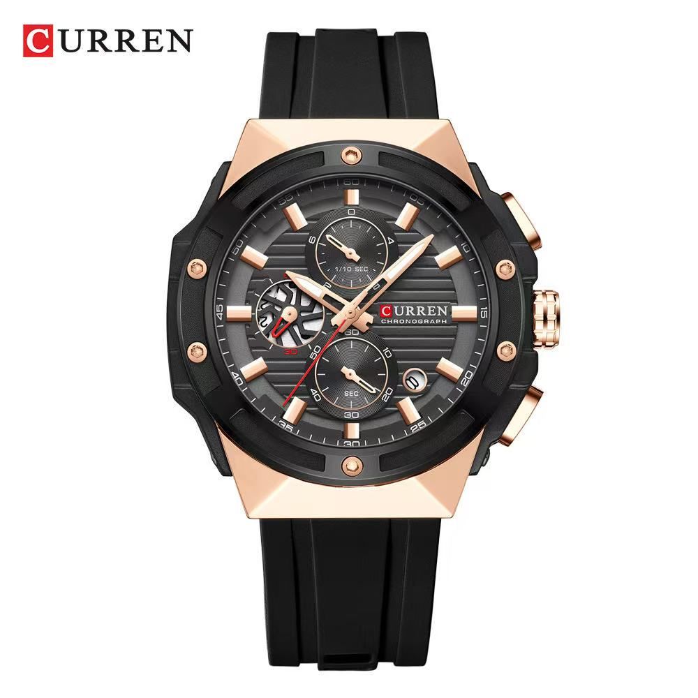 CURREN/Karine 8462 Multifunctional Tape Waterproof Watch Six-Hand Calendar Couple Watch Men's Watch Women's Watch