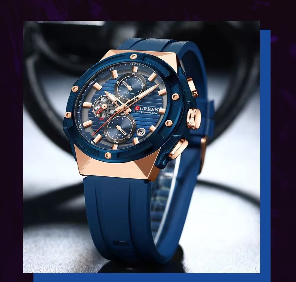 CURREN/Karine 8462 Multifunctional Tape Waterproof Watch Six-Hand Calendar Couple Watch Men's Watch Women's Watch