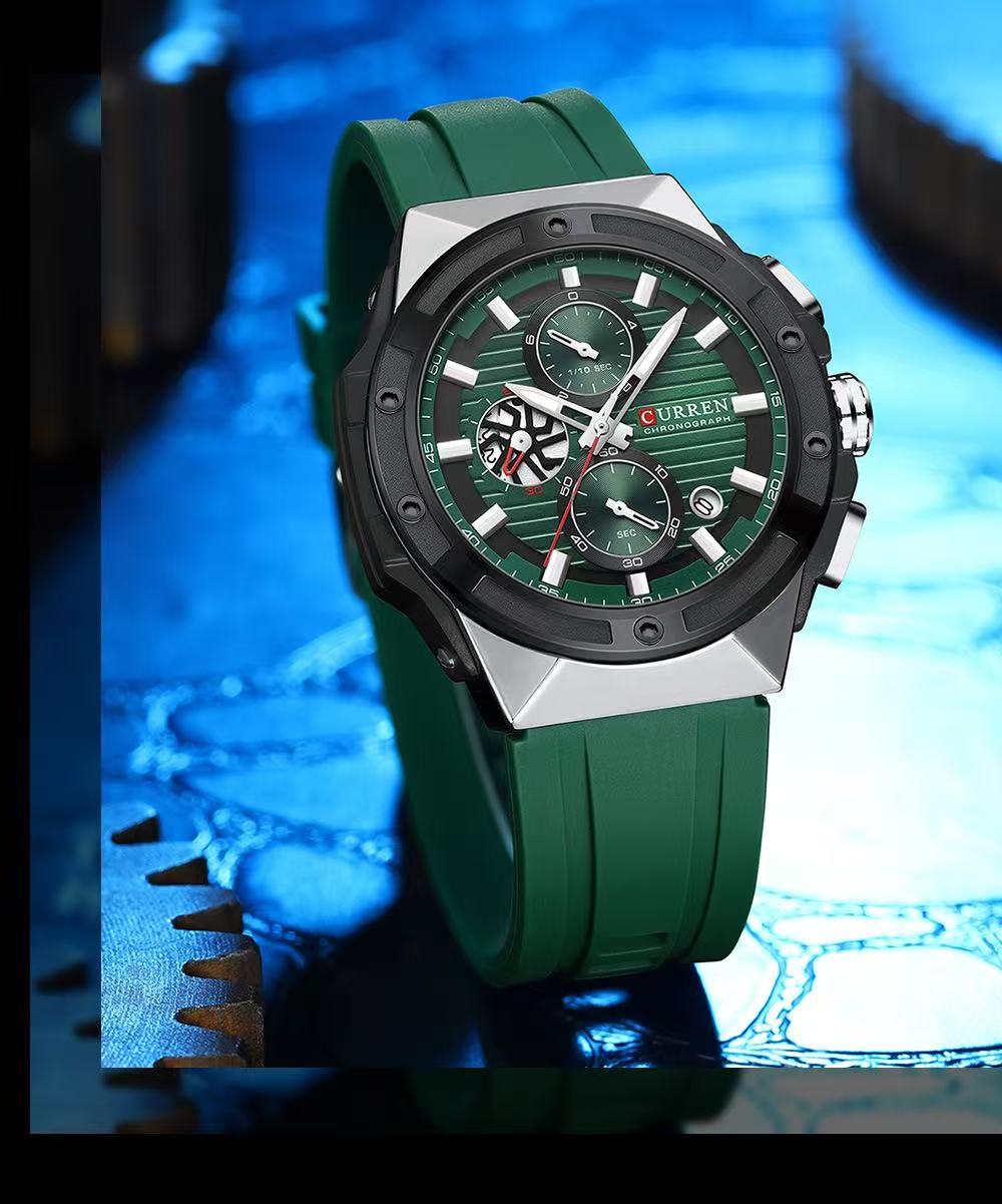 CURREN/Karine 8462 Multifunctional Tape Waterproof Watch Six-Hand Calendar Couple Watch Men's Watch Women's Watch