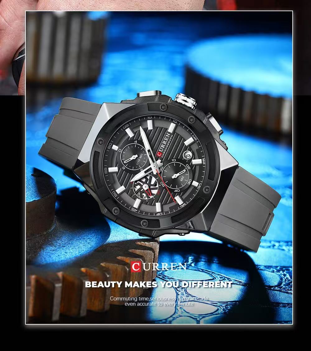 CURREN/Karine 8462 Multifunctional Tape Waterproof Watch Six-Hand Calendar Couple Watch Men's Watch Women's Watch