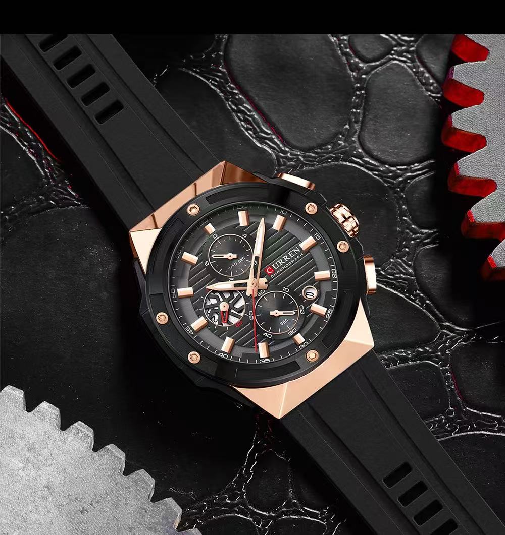 CURREN/Karine 8462 Multifunctional Tape Waterproof Watch Six-Hand Calendar Couple Watch Men's Watch Women's Watch