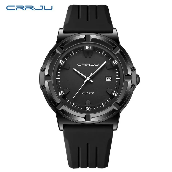 CRRJU/KAJUN 5030 Round Neutral Tape Men's Watch Women's Watch Wristwatch Calendar Sports Couple Watch