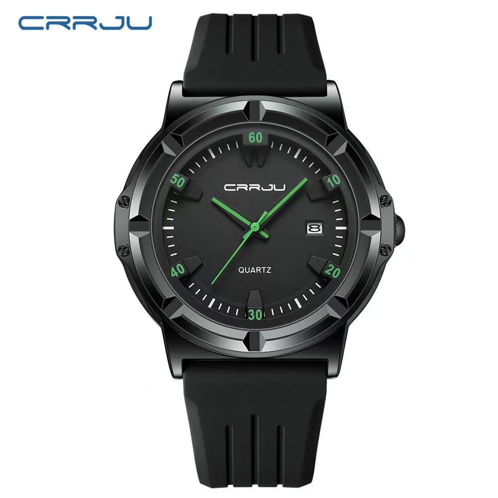 CRRJU/KAJUN 5030 Round Neutral Tape Men's Watch Women's Watch Wristwatch Calendar Sports Couple Watch