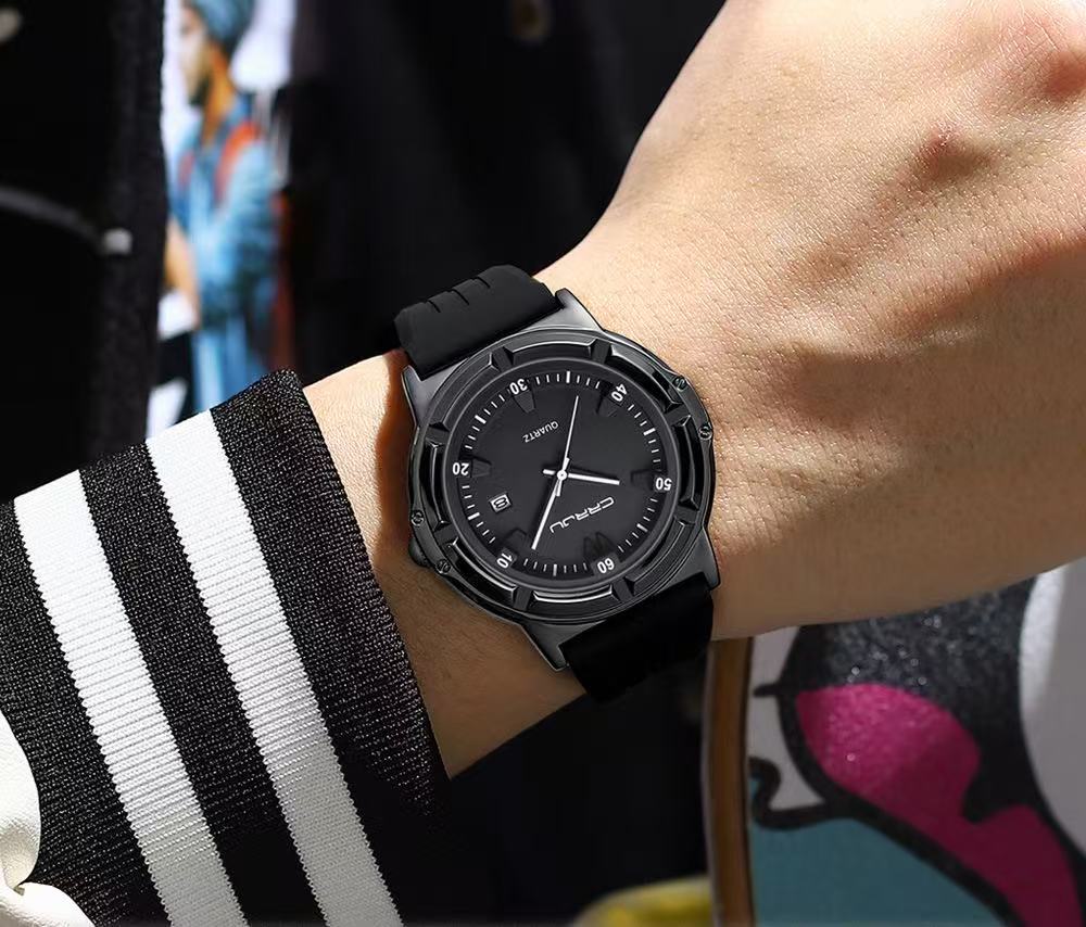 CRRJU/KAJUN 5030 Round Neutral Tape Men's Watch Women's Watch Wristwatch Calendar Sports Couple Watch