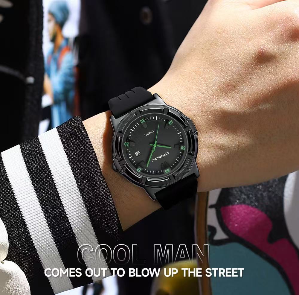 CRRJU/KAJUN 5030 Round Neutral Tape Men's Watch Women's Watch Wristwatch Calendar Sports Couple Watch