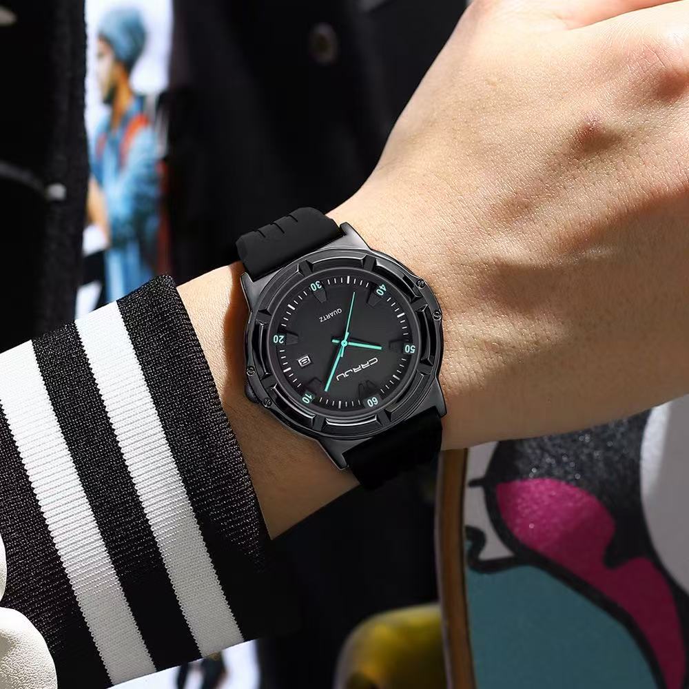CRRJU/KAJUN 5030 Round Neutral Tape Men's Watch Women's Watch Wristwatch Calendar Sports Couple Watch