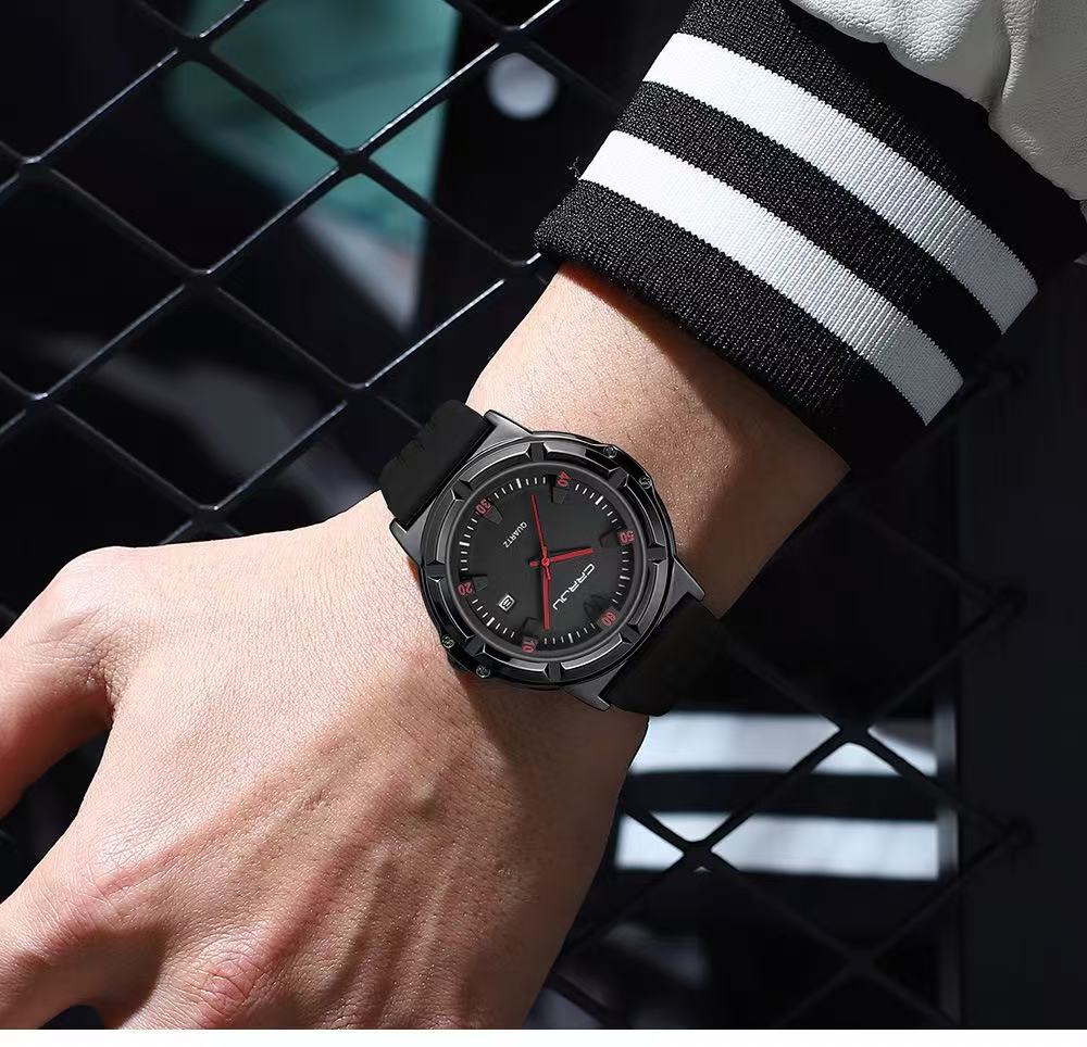 CRRJU/KAJUN 5030 Round Neutral Tape Men's Watch Women's Watch Wristwatch Calendar Sports Couple Watch