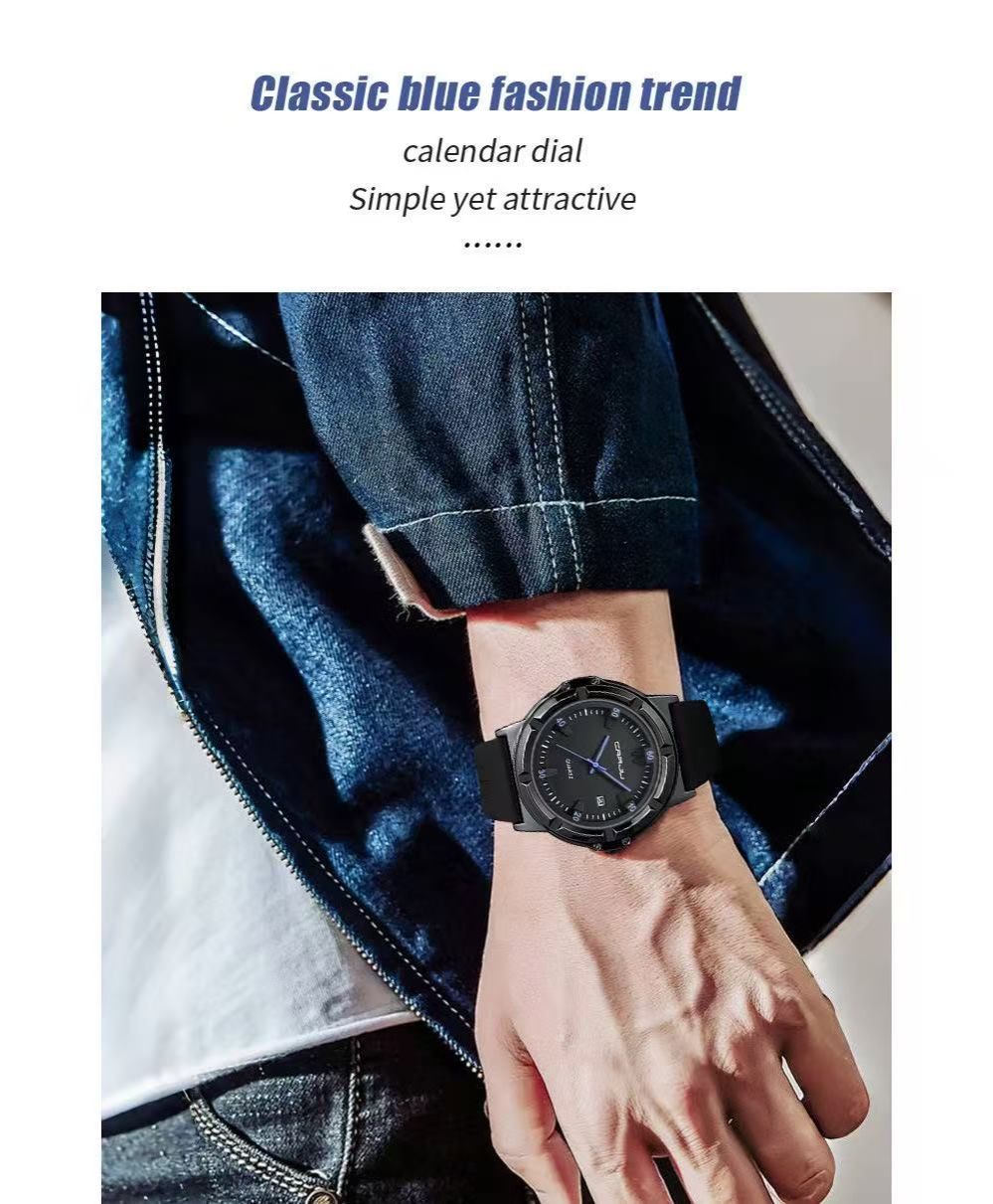 CRRJU/KAJUN 5030 Round Neutral Tape Men's Watch Women's Watch Wristwatch Calendar Sports Couple Watch