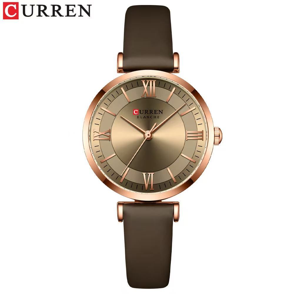 CURREN/KARUIN 9079 Ladies' Small Dial Leather Strap Watch Roman Numerals Waterproof Ultra-Thin Women's Watch Authentic Product