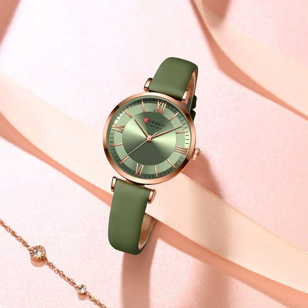 CURREN/KARUIN 9079 Ladies' Small Dial Leather Strap Watch Roman Numerals Waterproof Ultra-Thin Women's Watch Authentic Product